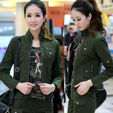 包邮春夏季新款户外休闲军绿色夹克军装韩版女短款时尚迷彩外套