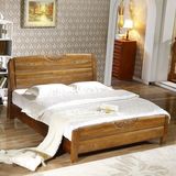 现代中式简约全实木床1.8米双人床橡木柚木家具高箱储物婚床