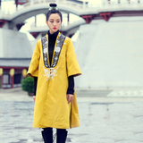 素萝 北辰 原创设计品牌中国风女装2015冬装新款中长款棉衣外套