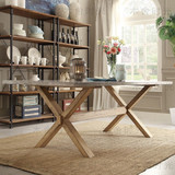 欧式田园实木餐桌椅组合 复古会议桌餐桌 时尚简约方形长桌