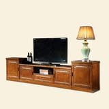 中式橡木电视柜实木组装地柜小户型客厅影视柜简约现代雕花储物柜