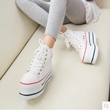 白色超厚底帆布鞋厚跟板鞋韩版高跟运动球鞋秋松糕女鞋韩国潮2015