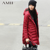 Amii女装旗舰店艾米冬新款时尚不规则下摆大码连帽羽绒服外套