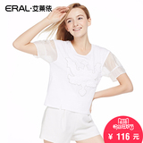 艾莱依韩版圆领短款通勤2016夏新款短袖T恤上衣女ERAL35016-EXAB