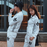 2015新款秋季情侣运动套装韩版修身长袖运动卫衣一身男女士班服潮
