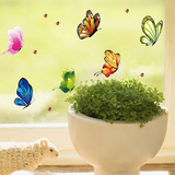 卡通可爱儿童房卧室墙贴橱窗玻璃门柜彩色立体感小蝴蝶一套9只