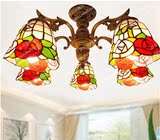 新款欧式玫瑰田园5头卧室灯 漂亮客厅餐厅创意多头吸顶灯