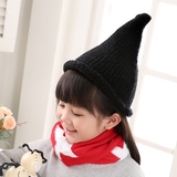 韩国可爱针织小孩帽子女秋冬季亲子毛线儿童帽男孩保暖尖尖帽