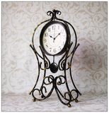 铁艺复古钟表摆件个性落地钟客厅创意欧式怀旧立钟360度旋转时钟