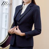 新款黑色外套女装职业小西装修身短款长袖两粒扣工作服女春季