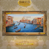 简欧式客厅玄关书房装饰画威尼斯风景八方来客有框手绘油画DLA580
