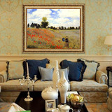 莫奈油画客厅装饰画花园风景简欧挂画美式乡村壁画现代卧室有框画