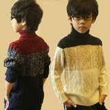 童装冬季新款儿童毛衣 男童加厚高领拼色毛衣针织棉线衣潮7G-5
