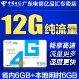 广东电信卡天翼4G无线上网卡流量手机电话电话号码卡12G纯流量卡