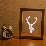北欧台灯麋鹿小夜灯创意礼物床头灯生日led灯3D相框灯亚克力灯