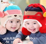 宝宝帽子冬1-2-3岁毛线加绒护耳男女宝宝针织套头韩版潮6-12个月