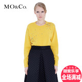 2014冬季新品MOCo女镶钻羊毛长袖短款针织毛衫打底毛衣MT144JEY04