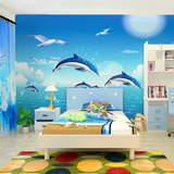 大型壁纸墙纸壁画儿童房卧室床头 小孩房间 环保无纺布 蓝色海洋