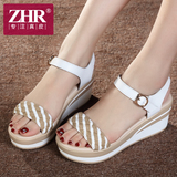 ZHR2016夏季新款韩版女凉鞋坡跟女鞋松糕厚底学生凉鞋平底百搭M39