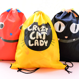 韩版可爱卡通束口袋 抽绳双肩帆布包防水旅游旅行收纳袋小整理袋