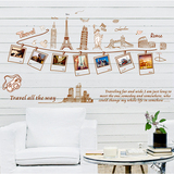 爱情树 环球旅行日记三代可移除墙贴纸卧室浪漫照片相框卡通巴黎