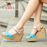 【特卖】Camel骆驼女凉鞋 夏季新款通勤女鞋真皮坡跟凉鞋清仓