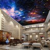 无缝3D宇宙星空吊顶壁纸KTV酒店酒吧主题房壁画餐厅天花板墙纸