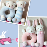 韩国品牌 熊兔婴儿手摇铃铛组合 宝宝新生玩具毛绒早教手摇铃套装