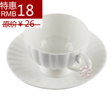 纯白骨瓷咖啡杯子陶瓷带碟盘欧式茶杯花式卡布奇诺咖啡杯200ml