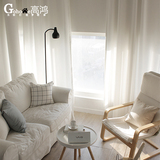 纯色白色棉麻现代田园客厅落地窗卧室飘窗定制窗帘成品遮光布料