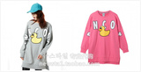 韩国正品代购 PANCOAT logo鸭子 中长款卫衣 套头衫长袖连衣裙 女