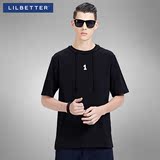 Lilbetter短袖男 韩版时尚个性数字刺绣体恤潮牌半袖夏季男士T恤
