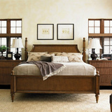 美式实木四柱床 卧室婚床1.8米双人床仿古复古田园橡木家具定制
