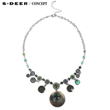 【新品】sdeer'圣迪奥专柜正品女装自然幽绿闪钻项链S15284307