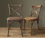 实木餐椅子橡木美法式叉靠背椅地中海餐厅椅书房咖啡椅子复古做旧