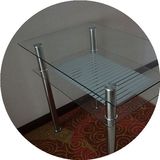 钢化玻璃餐桌餐台双层透明方形吃饭桌子新款小户型简易不锈钢家具