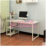 电脑桌现代简约家用实木台式笔记本桌子带书架组装办公桌简易特价