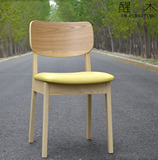 北欧宜家简约餐椅咖啡休闲椅 现代商务酒店椅子 白蜡木实木餐椅