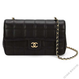 Chanel女包欧洲代购正品香奈儿手袋黑色全羊皮方格绗缝迷你链条包