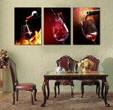 红酒杯子欧式墙画挂画三联画 现代简约餐厅装饰画 时尚无框画壁画