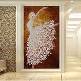 欧式现代简约3d立体玄关走廊大型壁画背景墙纸壁纸画芭蕾舞者竖版