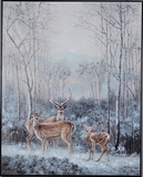 美式乡村现代高档手绘原创油画《鹿之家》家居会所装饰画