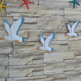D创意家居挂饰卧室复古酒吧装饰品树脂地中海壁饰壁挂三海鸥挂件