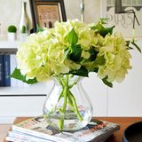 装花瓶 玻璃透明 欧式假花绢花餐桌装饰花摆件花束绣球仿真花艺套