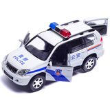 热卖丰田酷路泽普拉多警车 合金汽车模型 回力车玩具小汽车声光版