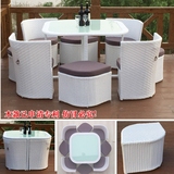 创意简约户外家具藤编阳台桌椅组合庭院花园休闲藤椅子茶几五件套