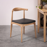 全实木牛角椅实木餐椅子凳子北欧简约宜家咖啡厅靠背椅奶茶店书椅