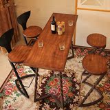 美式铁艺实木吧台椅新款创意酒吧餐厅靠背椅复古做旧咖啡桌椅组合