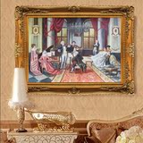 油画手绘 客厅挂画家居客厅装饰画 有框单幅横版 欧式宫廷人物画