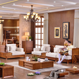 筑家 东南亚风格家具实木沙发新中式客厅木沙发组合转角布艺沙发